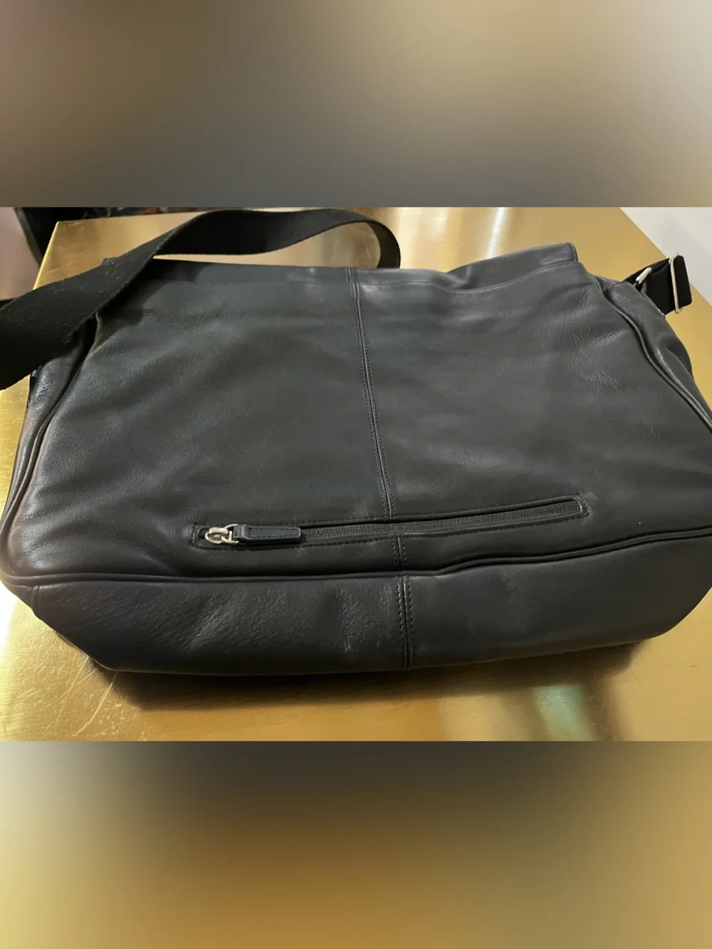 Leatherology Laptop Messenger Bag Black Onyx Full Grain Leather Briefcase Travel
